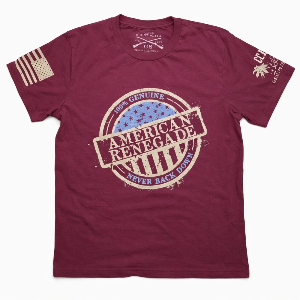 Grunt Style American Renegade Patriotic Graphic T-Shirt Men’s Large Maroon